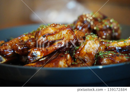 Grilled Korean Pork Baby Back Ribs with Sweet and Savory Soy Glaze(Jjok-galbi) Grilled Korean Pork Baby Back Ribs with Sweet and Savory Soy Glaze(Jjok-galbi) 139172884