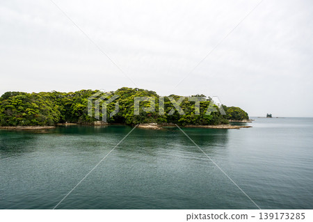 Kujukushima landscape with blue sky with white clouds and blue sea Kujukushima landscape with blue sky with white clouds and blue sea 139173285
