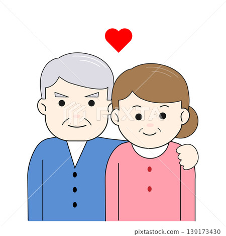 Illustration of a senior couple cuddling together Illustration of a senior couple cuddling together 139173430