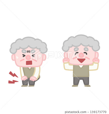 An old man whose knee pain improved 139173770