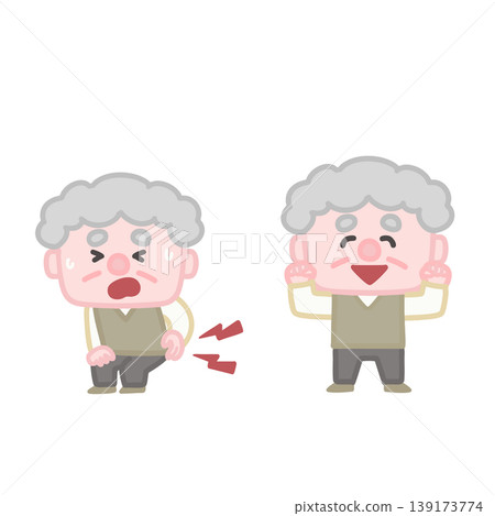 An old man whose back pain improves An old man whose back pain improves 139173774