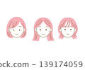 A set of cute illustrations of girls' faces 139174059