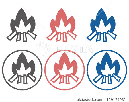 Campfire icon set, outdoor/camping theme (3 colors) Campfire icon set, outdoor/camping theme (3 colors) 139174081