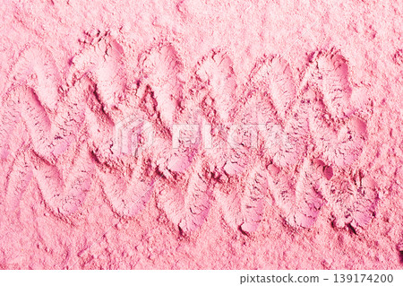 waves drawn on pink powder waves drawn on pink powder 139174200