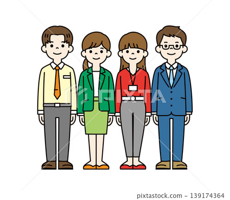 A set of full-body vector illustrations of several young businessmen and businesswomen in suits. A set of full-body vector illustrations of several young businessmen and businesswomen in suits. 139174364