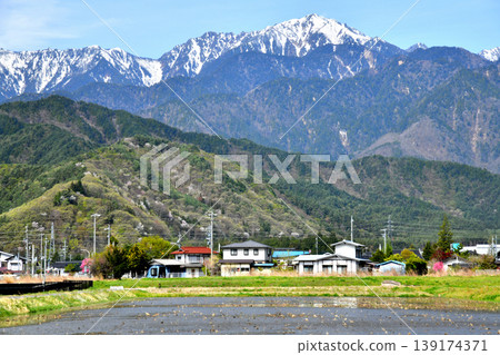 View towards Gakidake Mountain from Tokiwa, Omachi City (Omachi City, Nagano Prefecture) [2026.4] 139174371