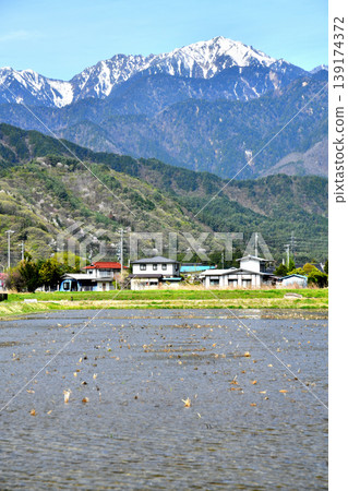 View towards Gakidake Mountain from Tokiwa, Omachi City (Omachi City, Nagano Prefecture) [2026.4] 139174372