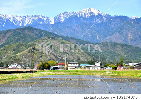 View towards Gakidake Mountain from Tokiwa, Omachi City (Omachi City, Nagano Prefecture) [2026.4] 139174373