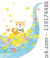 An illustration of a cute dog and the Milky Way 139174486