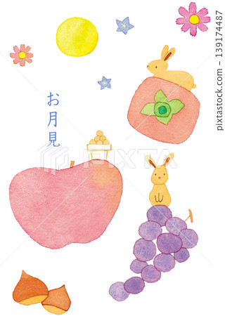 可愛的水彩插畫,描繪了賞月的場景。 可愛的水彩插畫,描繪了賞月的場景。 139174487