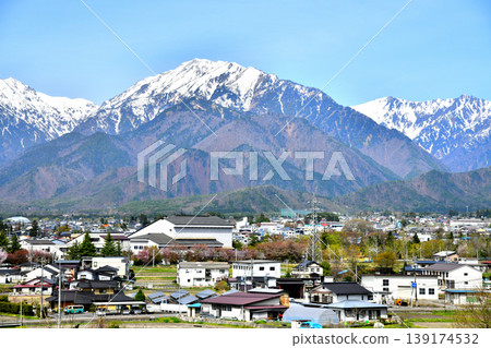 View towards Mt. Renge from near Kita-Omachi Station (Omachi City, Nagano Prefecture) [April 2026] 139174532