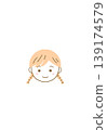 An illustration of a smiling young girl's face. 139174579
