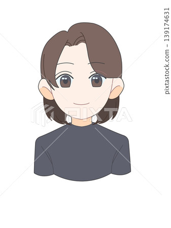 Simple and friendly female avatar illustration (front view, short hair, brown hair) Simple and friendly female avatar illustration (front view, short hair, brown hair) 139174631