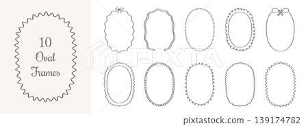 Ten Decorative Oval Line Frames and Borders Ten Decorative Oval Line Frames and Borders 139174782