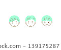 A set of illustrations of a smiling young boy. 139175287