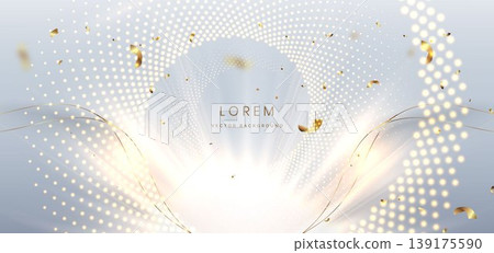 Luxury white background with dotted gold lighting effect sparkling decor bokeh elegant. 139175590