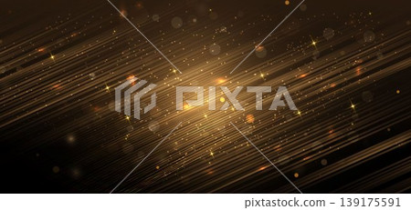 Abstract elegant gold glowing diagonal line with lighting effect sparkle on black background. Abstract elegant gold glowing diagonal line with lighting effect sparkle on black background. 139175591