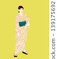 A woman in traditional Japanese clothing during the change of seasons A woman in traditional Japanese clothing during the change of seasons 139175692