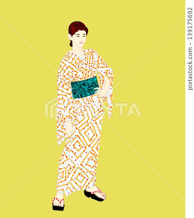 季節交替之際,一位身著傳統日本服飾的女子 季節交替之際,一位身著傳統日本服飾的女子 139175692