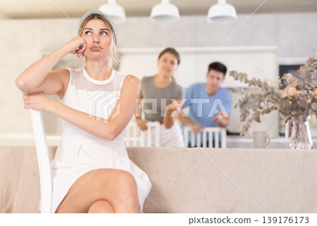 Furious guy and girl screaming to mother Furious guy and girl screaming to mother 139176173