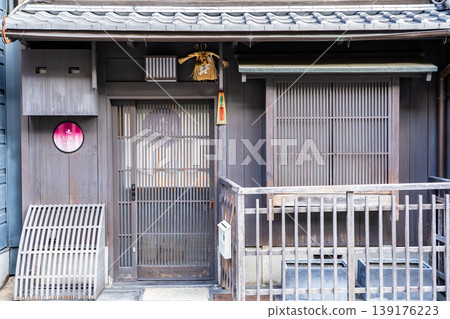 Kyoto, Gion Shinbashi (Shinbashi Street) Traditional Buildings Preservation District: Chaya-machi style townhouses 139176223