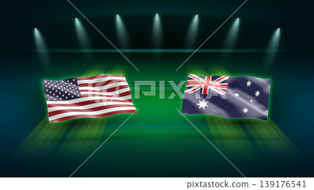 International Soccer Match Preview: Usa vs Australia with Flags 139176541