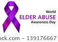 World Elder Abuse Awareness Day. Purple awareness ribbon. World Elder Abuse Awareness Day Ribbon. World Elder Abuse Awareness Day vector illustration with Purple. Vector concept  139176667