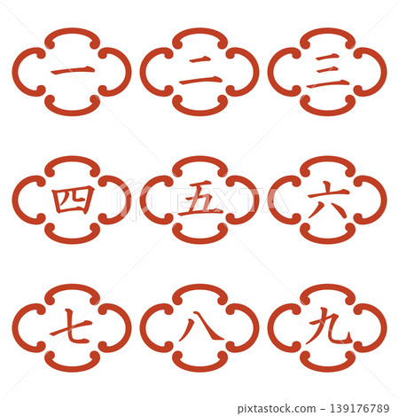 Japanese-style illustration materials: Points, Important, Check, Attention, Caution, Numbers 139176789