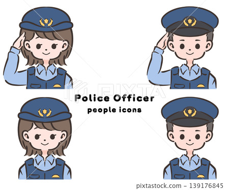 男女警官頭像。簡潔可愛,手繪風格人物插畫。職業:公務員。 男女警官頭像。簡潔可愛,手繪風格人物插畫。職業:公務員。 139176845