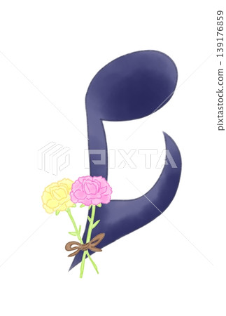 Musical note with carnation Musical note with carnation 139176859