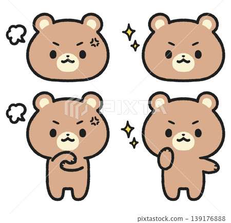 一組憤怒而充滿鬥志的熊的插圖。 139176888