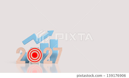 2027 Business Growth Target Strategy Concept With Upward Arrow And Financial Chart 3d render. 139176906
