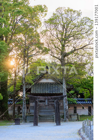 Karatsu Castle in early summer, with Kotohira Shrine and the sunset, Karatsu City, Saga Prefecture. Karatsu Castle in early summer, with Kotohira Shrine and the sunset, Karatsu City, Saga Prefecture. 139177001