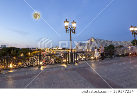Kremlin (at night with the super moon), Moscow, Russia--the most popular view of Moscow Kremlin (at night with the super moon), Moscow, Russia--the most popular view of Moscow 139177234