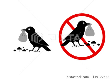 Crows are prohibited from scavenging for trash - Icon set Crows are prohibited from scavenging for trash - Icon set 139177388