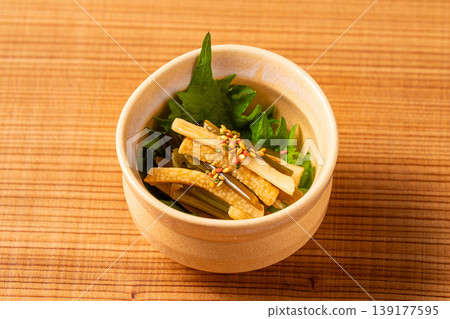 Japanese yam with wasabi: A refreshing Japanese-style snack. Japanese yam with wasabi: A refreshing Japanese-style snack. 139177595