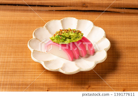 Itawasa: A simple Japanese-style snack made with kamaboko (fish cake) and wasabi. Itawasa: A simple Japanese-style snack made with kamaboko (fish cake) and wasabi. 139177611