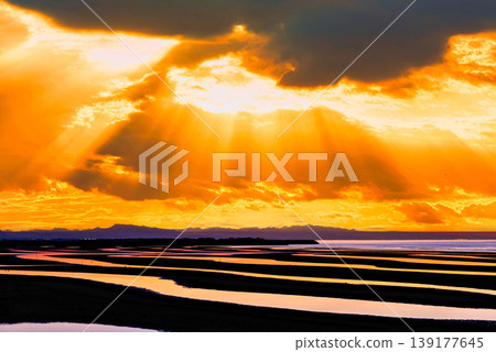 Beautiful sunset scenery at Matama Beach Beautiful sunset scenery at Matama Beach 139177645