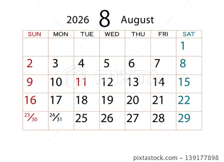 2026 Calendar August (2) 139177898