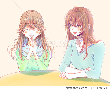Two women having a pleasant conversation. Two women having a pleasant conversation. 139178171