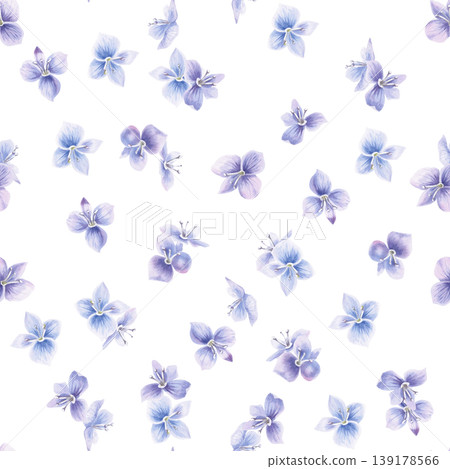 A seamless pattern with wild forget-me-not flowers. This hand-drawn watercolor illustration is perfect for card designs, textiles, weddings, nature websites, and eco-themed designs. 139178566