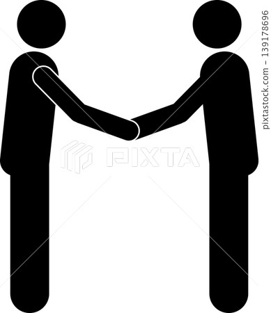 A pictogram of two people shaking hands in a business setting. A pictogram of two people shaking hands in a business setting. 139178696