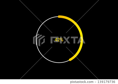 Minimal Circular Loading Progress Indicator Showing 42 Percent with Yellow Accent on Black Background Minimal Circular Loading Progress Indicator Showing 42 Percent with Yellow Accent on Black Background 139179736