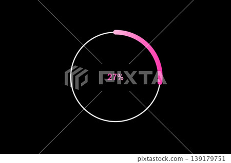 Minimal Circular Loading Progress Indicator Showing 27 Percent with Pink Accent on Black Background Minimal Circular Loading Progress Indicator Showing 27 Percent with Pink Accent on Black Background 139179751