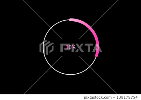 Minimal Circular Loading Progress Indicator Showing 30 Percent with Pink Accent on Black Background Minimal Circular Loading Progress Indicator Showing 30 Percent with Pink Accent on Black Background 139179754
