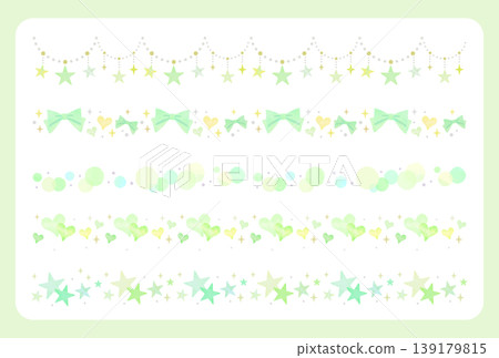 A set of sparkly decorative lines featuring stars, ribbons, hearts, and polka dots (watercolor-style vectors). A set of sparkly decorative lines featuring stars, ribbons, hearts, and polka dots (watercolor-style vectors). 139179815