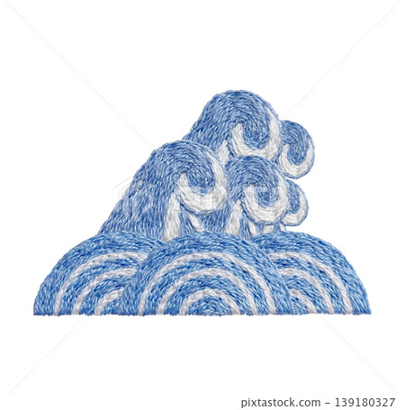 [Wave] Hand-embroidered illustration material 139180327