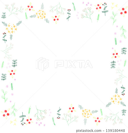 Hand-drawn frame of colored pencil baby's breath 139180448