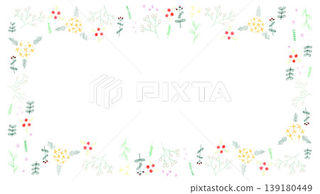 Hand-drawn frame of colored pencil baby's breath 139180449
