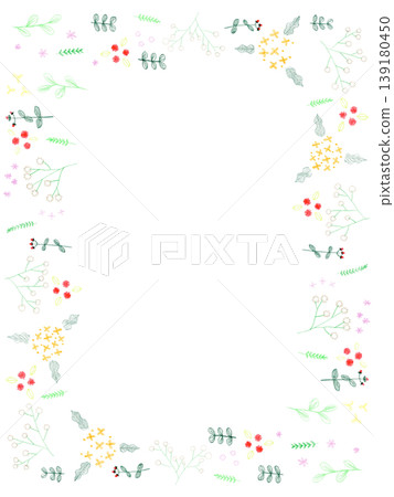 Hand-drawn frame of colored pencil baby's breath 139180450